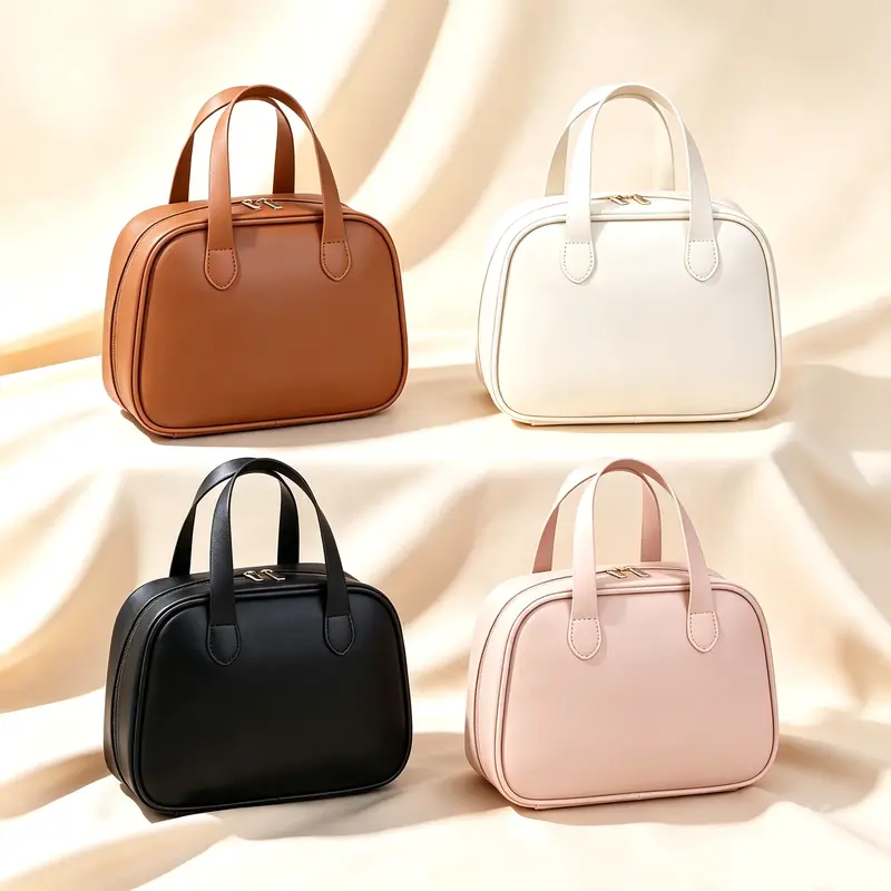Custom Luxury PU Handheld Travel Cosmetic Bag Wholesale, Multi Compartment Makeu
