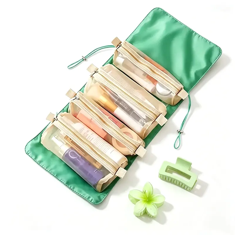 Wholesale Detachable 4-in-1 Hanging Travel Cosmetic Bag, Custom Logo Foldable To