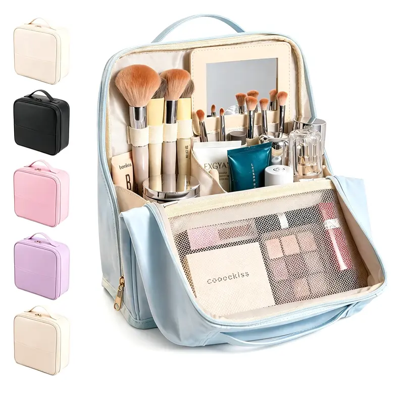 Custom Standing Waterproof Travel Makeup Bag With Luggage Strap Wholesale