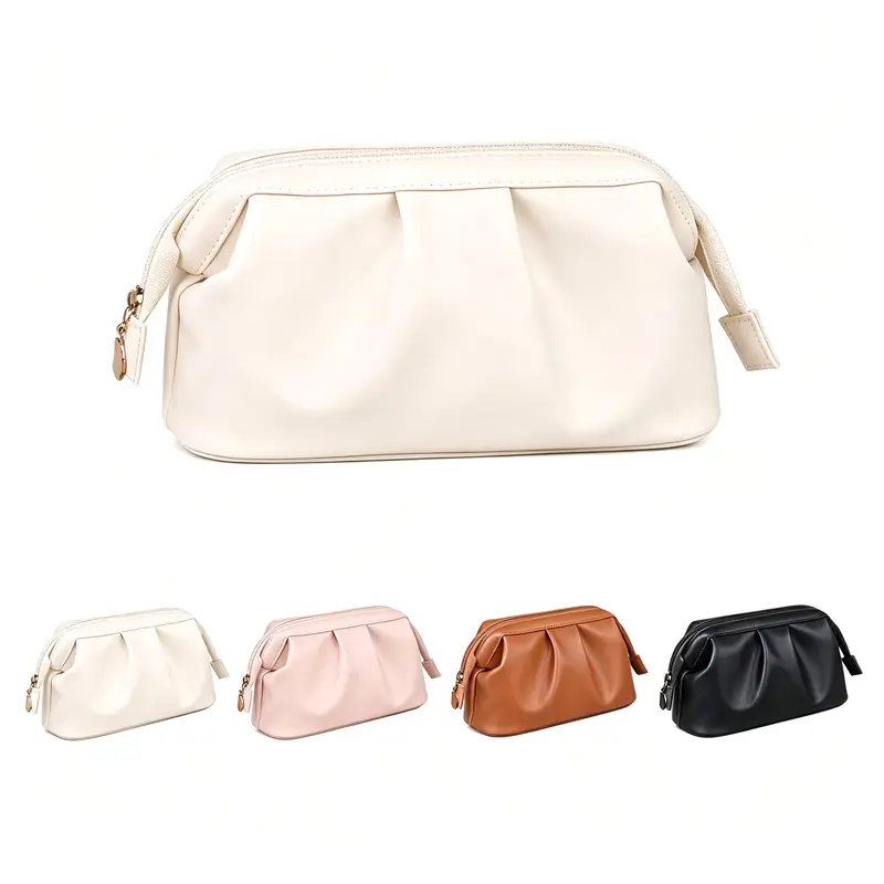Custom Wrinkle PU Waterproof Travel Cosmetic Bag Wholesale With Paper Sleeve Sup