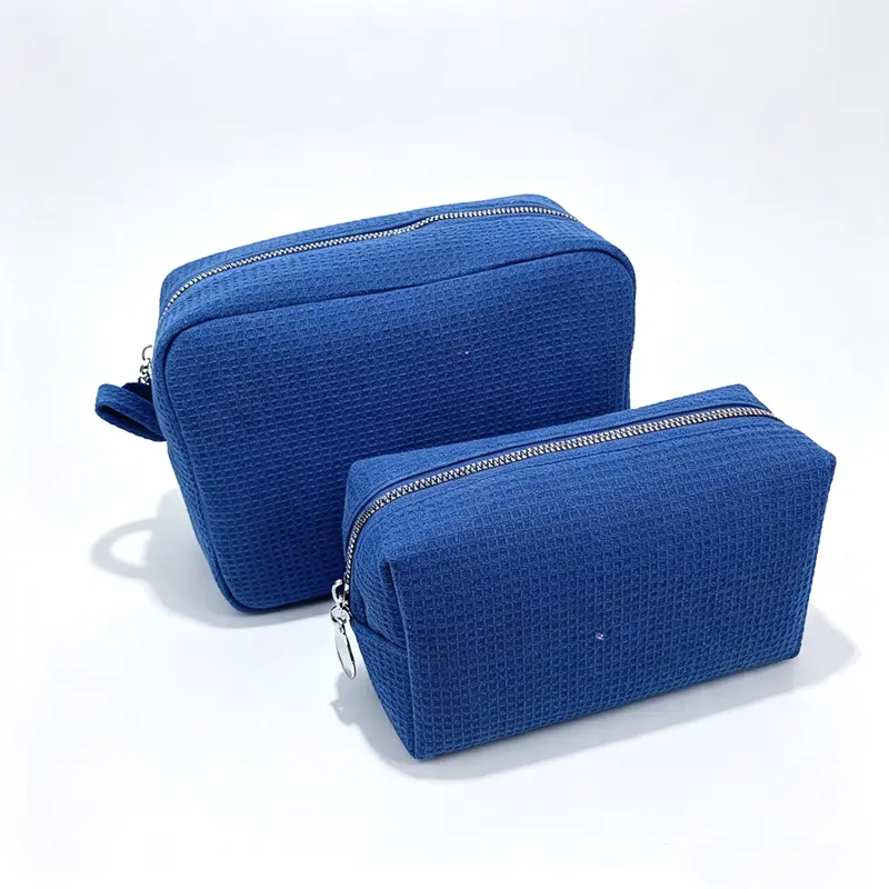 Custom Waffle Cotton Makeup Pouch Wholesale, Pantone Color & Logo Customizable F