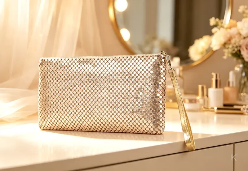 Wholesale Aluminum Flake Metal Cosmetic Clutch Bag, Luxury Shiny Evening Party M