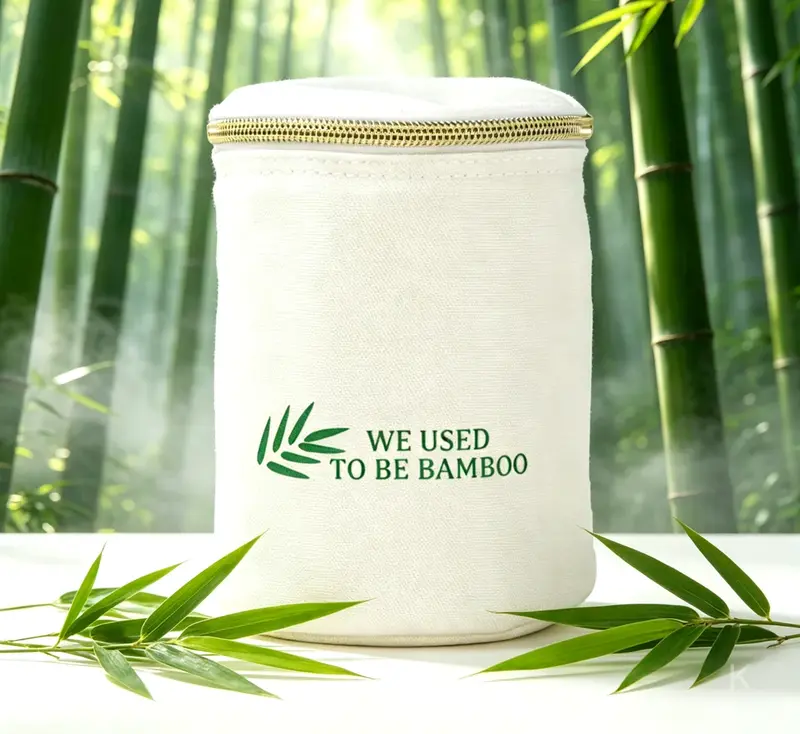 Wholesale Custom Bamboo Fiber Canvas Cosmetic Bag | OEM ODM Eco Cylinder Makeup 