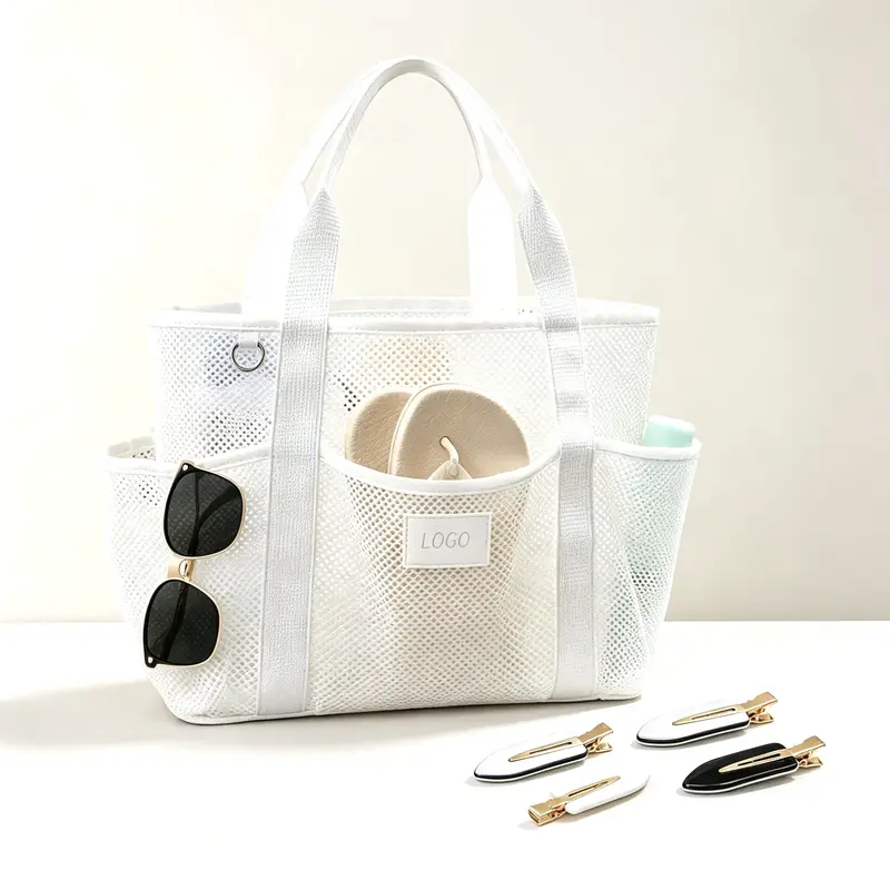 Wholesale Breathable Mesh Beach Tote Bag, Multi Pocket Quick Dry Travel Shoulder
