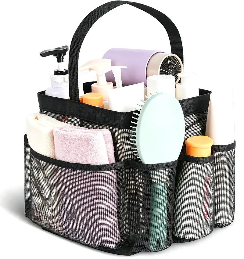 Wholesale Nylon Mesh Shower Caddy Bag, Custom Logo 9 Pockets Large Capacity Port
