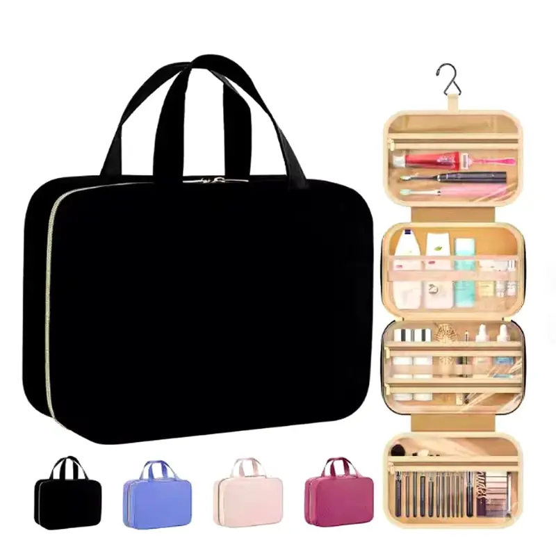 Wholesale Quilted Hanging Travel Toiletry Bag, Custom Nylon/Polyester Cosmetic G